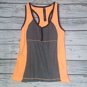 Reebok RBK razorback tank top orange gray grey workout top Sz Large